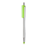 Stylo à bille stylet en plastique - corps argenté avec clip et embout coloré - encre bleue Stylo à bille stylet en plastique - corps argenté avec clip et embout coloré - encre bleue