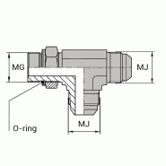 Tés - Orientable renversé mâle JIC x mâle gaz cylindrique - JTMCYR0402 - Avec joint o'ring et bague anti-extrusion