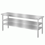 Table de travail en inox Bar 2000x600 mm avec 2 étagères inférieures PREMIUM - GOLDINOX - gris inox 3701770835782