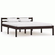 VidaXL Cadre de lit sans matelas marron foncé pin massif 120x200 cm Modèle Dervessal - 283204