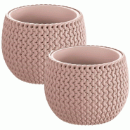 WellHome - Lot de 2 pots 2,3 L Splofy Ø23,9 cm chacun, coloris mocca - marron plastique PK4399