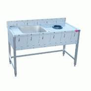 - Table avec évier et avec niche pour compartiment à déchets 1800 x 750 x 850 + 100 mm - inox gf1153
