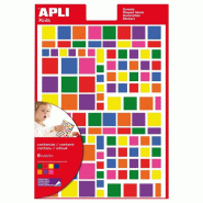 Apli Lot de 10 Etui de 756 gommettes carrés, coloris assortis (6 feuilles / cdt) - 8410782129714