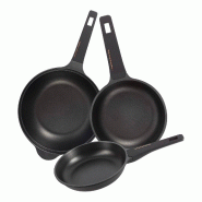 BERGNER Copper - Jeu de 2 poêles Ø20/Ø24 cm et wok Ø30 cm en aluminium moulé coloris noir - PK8736