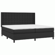 Décoshop26 - Cadre de lit LED avec sommier tête de lit matelas 200x200cm synthétique noir TDL0209139 - noir 3001676347762