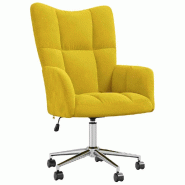 Décoshop26 - Fauteuil lounge chaise de canapé sur roulettes hauteur réglable design moderne en velours jaune moutarde DEC026715 - jaune 3000255972838