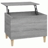 Décoshop26 - Table basse avec dessus relevable 60 x 44,5 x 45 cm bois d'ingénierie gris DEC040054 - gris Bois massif 3000264728242