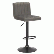 Décoshop26 - Tabouret de bar x1 pivotant hauteur réglable assise surpiqué en velours gris et métal noir 10_0004999 - gris 3000252402857 Décoshop26 - Tabouret de bar x1 pivotant hauteur réglable assise surpiqué en velours gris et métal noir 10_0004999 - gris 3000252402857