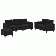Ensemble de canapés 3 pcs avec coussins noir tissu microfibre Modèle Zervessa - 8721012073142