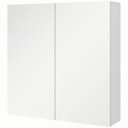 Helloshop26 - Armoire murale salle de bain miroir 60 x 15 x 60 cm rangement 3 niveaux gain de place contemporain épuré en MDF blanc 21_0001999 - bla