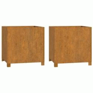 Helloshop26 - Jardinière bac lit surélevé plantes fleurs jardin terrasses avec pieds lot de 2 Rouillé 49 x 47 x 50 cm acier corten 02_0038878 - 30_0