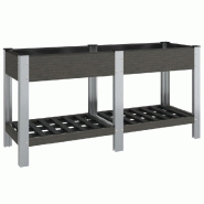 Helloshop26 - Jardinière bac lit surélevé plantes fleurs terrasse jardin de jardin avec étagère 175 x 50 x 75 cm WPC gris 02_0039774 - gris alumi
