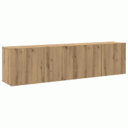 Helloshop26 - Lot de 2 meubles TV muraux design pratique 80 x 30 x 41 cm en bois d'ingénierie chêne artisanal 02_0051169 - Bois massif 3000236773560