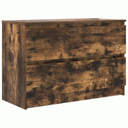 Helloshop26 - Meuble TV avec grand espace de rangement 80 x 35 x 54 cm moderne salon finition mate en bois d'ingénierie chêne fumé 02_0051738 - Boi
