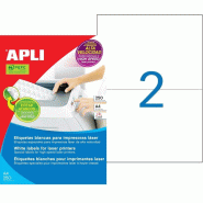 Apli 500 étiquettes blanches laser rapide, format 210 x 148 mm (250 feuilles A4 / cdt) - blanc 8410782025290