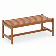 COSTWAY Banc de jardin en bois sans dossier, 2 places, pour jardin, balcon, terrasse, 112x51x41,5 cm, naturel - marron Bois massif VH36606