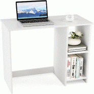 COSTWAY Petit Bureau, avec 2 Compartiments, pour Petits Espaces, Blanc, 80x40x74 cm - blanc Bois manufacturé ON32738IT