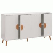 Décoshop26 - Buffet design motif chevron 4 compartiments 88 x 150 x 40 cm MDF avec revêtement mélaminé blanc 04_0009785 - blanc 3000267676663