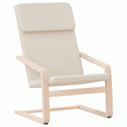 Décoshop26 - Fauteuil lounge chaise de canapé design moderne en tissu crème cadre en bois de bouleau DEC026655 - beige Bois massif 3000255938780