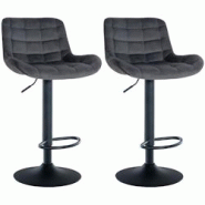Décoshop26 - Lot de 2 tabourets de bar structure métallique noir assise en velours gris foncé avec surpiqûres 10_0004445 - gris 3000252105918 Décoshop26 - Lot de 2 tabourets de bar structure métallique noir assise en velours gris foncé avec surpiqûres 10_0004445 - gris 3000252105918