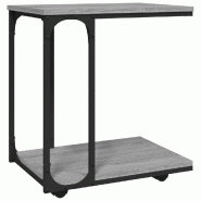 Décoshop26 - Table d'appoint bout de canapé sur roulettes 50 x 35 x 55,5 cm bois d'ingénierie gris et acier DEC032553 - gris acier 3000259037694