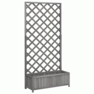 Helloshop26 - Jardinière bac lit surélevé plantes fleurs terrasse jardin avec treillis bois massif de sapin gris 02_0038325 - 3000214175867 Helloshop26 - Jardinière bac lit surélevé plantes fleurs terrasse jardin avec treillis bois massif de sapin gris 02_0038325 - 3000214175867