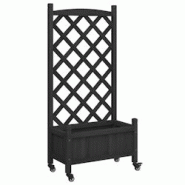 Helloshop26 - Jardinière bac lit surélevé plantes fleurs terrasse jardin avec treillis et roues bois massif de sapin noir 02_0038375 - 3000214172286 Helloshop26 - Jardinière bac lit surélevé plantes fleurs terrasse jardin avec treillis et roues bois massif de sapin noir 02_0038375 - 3000214172286