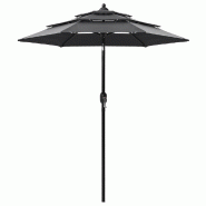Helloshop26 - Parasol à 3 niveaux avec mât en aluminium 2 m anthracite 02_0008737 - 3000465647762