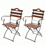 Mendler Set de 2 chaises de jardin HWC-J40, chaise pliante de jardin, qualité gastronomique acacia certifié MVG ~ marron - marron Bois massif 77441
