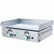 Plancha à gaz NOVO-CROM semi-rainurée en CHROME - L600 | Mainho - NCR60N