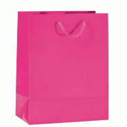 Sac Luxe pelliculé fuchsia 18x10x23cm - finition mat - par 12