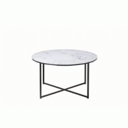 SalesFever Table basse 80 cm | Plaque de verre revêtue d'une feuille d'aluminium aspect marbre | Cadre en métal | L 80 x P 80 x H 45 cm | blanc-noi SalesFever Table basse 80 cm | Plaque de verre revêtue d'une feuille d'aluminium aspect marbre | Cadre en métal | L 80 x P 80 x H 45 cm | blanc-noi