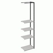Suite structure Cage noir 58x40x240cm 4 tablettes noyer clair