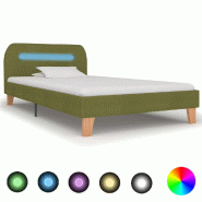 VidaXL Cadre de lit avec LED sans matelas vert tissu 90x200 cm Modèle Corvanel - 280906