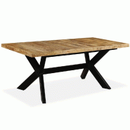 VidaXL Table à manger Bois de manguier massif et croix en acier 180 cm Modèle Zenith Advance - Bois massif 244805