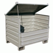 Caisse-palette métallique en tôle d'acier avec demi-porte rabattable et couvercle verrouillable - Rolléco Caisse-palette métallique en tôle d'acier avec demi-porte rabattable et couvercle verrouillable - Rolléco
