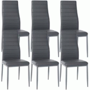 Décoshop26 - Lot de 6 chaises de salle à manger design simple en synthétique gris avec couture cadre en métal noir CDS10295 - gris 3002483032698 Décoshop26 - Lot de 6 chaises de salle à manger design simple en synthétique gris avec couture cadre en métal noir CDS10295 - gris 3002483032698