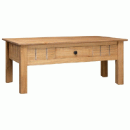 Décoshop26 - Table basse de salon avec tiroir design rustique 100 x 60 x 45 cm bois de pin massif DEC036965 - Bois massif 3000263024130