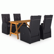 Helloshop26 - Ensemble de salle à manger de jardin meuble extérieur 5 pièces noir 02_0013836 - noir Bois massif 3000127851537
