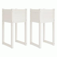 Helloshop26 - Jardinière bac lit surélevé plantes fleurs jardin terrasses lot de 2 40 x 40 x 81 cm bois massif de pin blanc 02_0038970 - 3000217981489