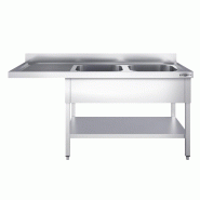 Plonge Inox 2 bacs avec passage lave-vaisselle - P 700 - GGM -_0