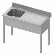 Plonge inox adossée avec 1 bac à gauchesans étagère 1300x700x900 à ... - P934437130