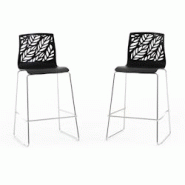 RATTATAN Lot de 2 tabourets de bar en polypropylène avec fibre de verre, pieds en métal, pour bar, restaurant ou cuisine, au design élégant – Da RATTATAN Lot de 2 tabourets de bar en polypropylène avec fibre de verre, pieds en métal, pour bar, restaurant ou cuisine, au design élégant – Da