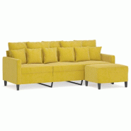 VidaXL Canapé à 3 places avec repose-pieds jaune 180 cm velours Modèle Orion Classique - 3201113