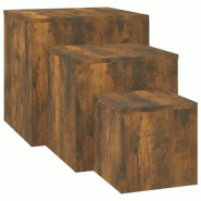 VidaXL Tables d'appoint 3 pcs Chêne fumé Bois d'ingénierie Modèle Balcon Levant Prime - 815987XL