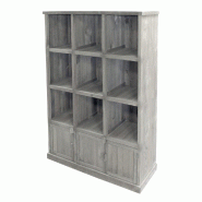 Buffet haut 9 cases 3 portes L117 x P38 x H159 cm gris clair