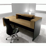 Bureau d'accueil ergonomique et Design Delta - 242, Droite, Noir, Non, Chêne veiné_1