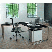 Bureau de direction plan droit avec plateau Stratifié brillant - Gamme Diamant + retour Bureau de direction plan droit avec plateau Stratifié brillant - Gamme Diamant + retour