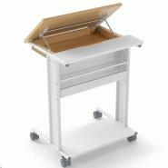 COSTWAY bureau mobile à roulettes, plateau inclinable, compartiment, étagères et panneaux perforés, 60×50×75cm - marron Bois manufacturé VH34942ZM