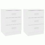 Décoshop26 - Lot de 2 tables de chevet avec 3 tiroirs 38 x 35 x 56 cm bois d'ingénierie blanc DEC034878 - blanc 3000260344620